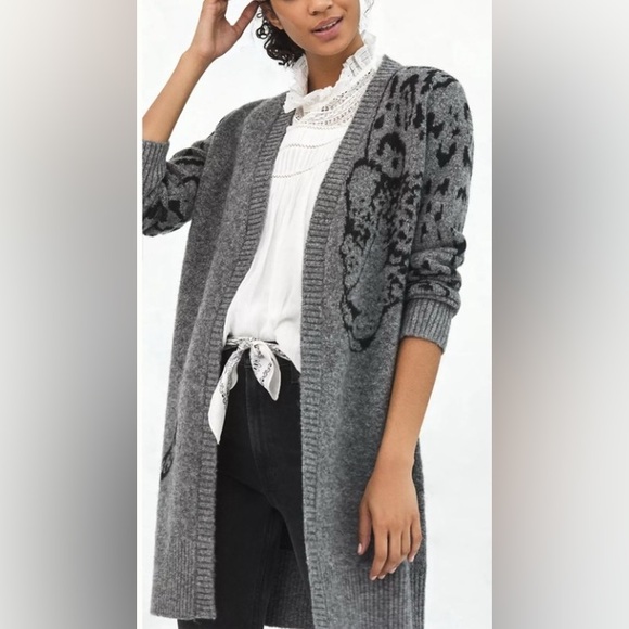 Anthropologie Averie Open Front Leopard Cardigan Size S - Picture 6 of 11